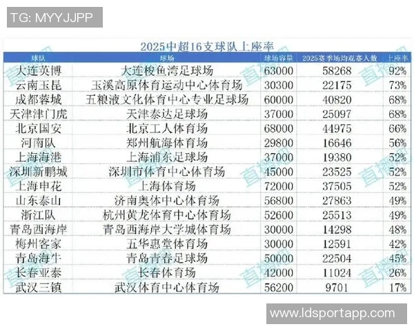 2025赛季中超联赛16队观众人数差异分析揭示上座率悬殊情况